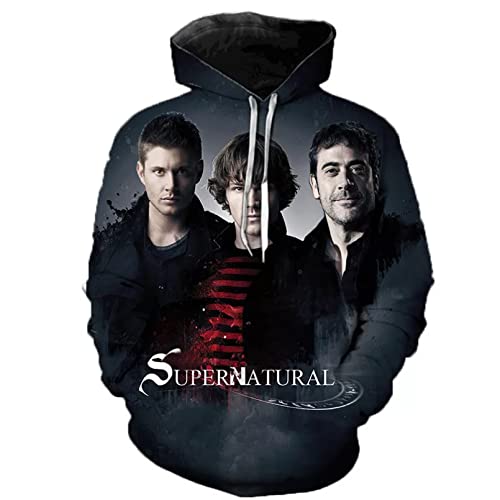 Unisex Druck Kapuzenpullover Supernatural 3D Print Hoodie Männer Frauen Casual Streetwear Sweatshirt Supernatural Pullover Oversize Hoodies-L von CYYCXC@