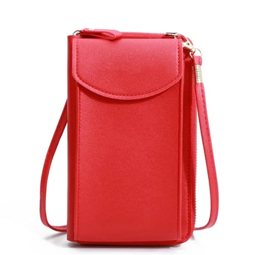 CYZJPRVN Handytasche zum umhängen Damen Handtaschen Mobile Geldbörsen Schultertaschen Damen Damen Geldbörsen Clutch Crossbody Taschen Damen-Rot 2 von CYZJPRVN