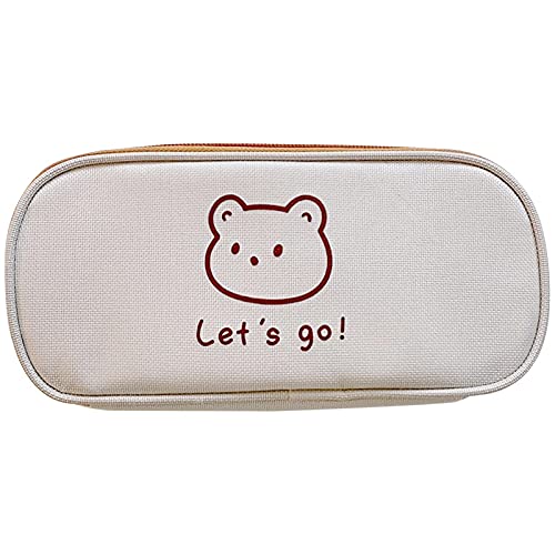 Cute Bear Große Kapazität Federmäppchen Japanischer Stifthalter Kawaii Schreibwaren Tasche Cartoon Make-up Kosmetiktasche für Studenten (Let?s go) von CYee