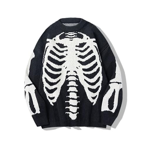 Y2K Grunge Skelett Sweatshirt Oversized Langarm Fairy Alt Pullover Ästhetische Harajuku Kleidung Vintage Tops, schwarz, Mittel von CYee