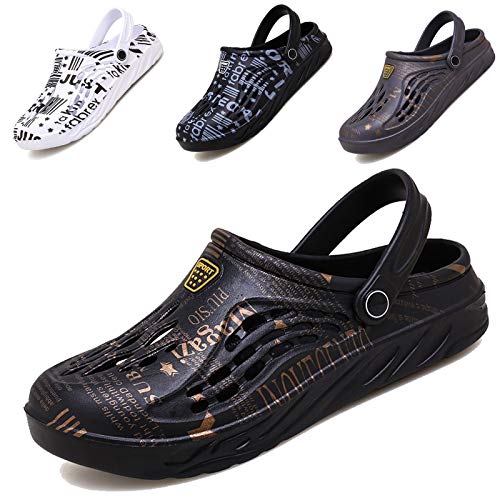 CYian Damen Clogs Sommer rutschfeste Gartenschuhe Herren Leichte Atmungsaktive Sandalen Drinnen und Draußen-B Schwarz-41 von CYian