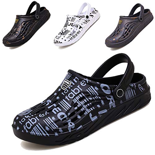 CYian Damen Clogs Sommer rutschfeste Gartenschuhe Herren Leichte Atmungsaktive Sandalen Drinnen und Draußen-C Schwarz-40 von CYian