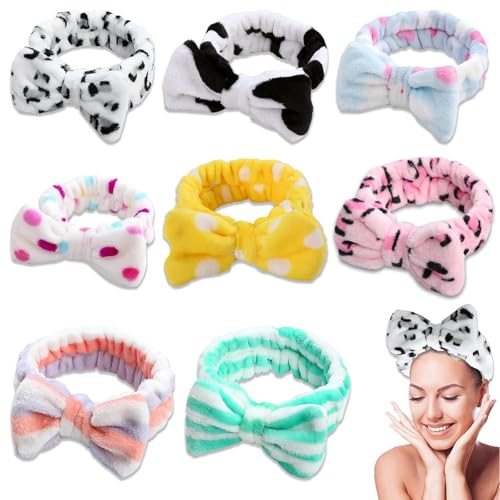 CZAYEFNH 8 Pcs Bowknot Haarbänder Makeup Stirnbänder Schleifen Haarwickel Korallen Vlies Kosmetisches Haarband Sport Bad Dusche Haarbänder, für Dusche Hautpflege Sport (8 Stile) von CZAYEFNH