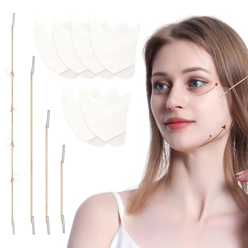 CZAYEFNH Face Lifting Tape, 3 PCS Facelifting Tape mit 4 Seile, Transparent Facial Patches,Invisible Face Sticker,V-Form Lifting Tapes Gesicht,Facelifting Aufkleber für Weiblich Gesicht Make Up von CZAYEFNH