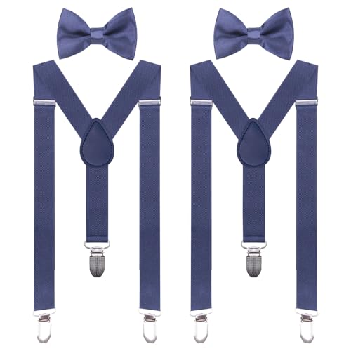 CZAYEFNH Kinder Hosenträger, Hosenträger Fliegen Set, Y-Form Einstellbar Hosenträger, Verstellbare Fliege und Hosenträger im Set für Jungen und Mädchen von CZAYEFNH