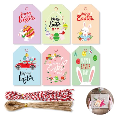 Geschenkanhänger,Anhänger Papier mit Schnur,Baumwolle Bakers ，Baumschmuck Weihnachten，Juteseil & Kraftpapier Geschenkanhänger für Ostern & Weihnachten 96 Unikate, 50 Jute- & Baumwollbändern von CZAYEFNH