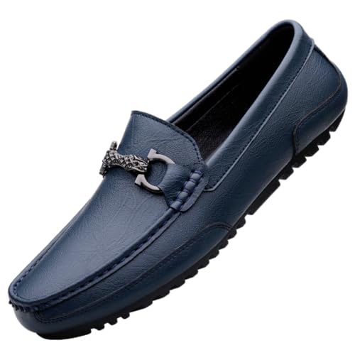 CZHIHANEG Herren Loafers Flach Atmungsaktiv Casual Leder Mokassins Herren Anti Slip Casual Schuhe von CZHIHANEG