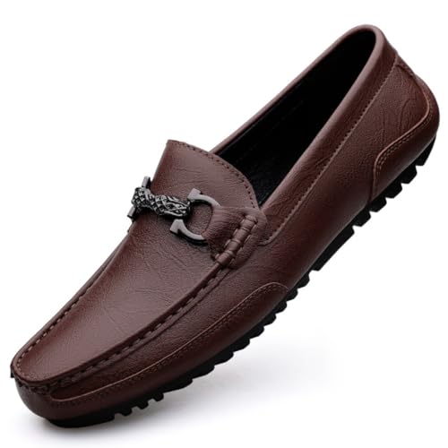 CZHIHANEG Herren Loafers Flach Atmungsaktiv Casual Leder Mokassins Herren Anti Slip Casual Schuhe von CZHIHANEG