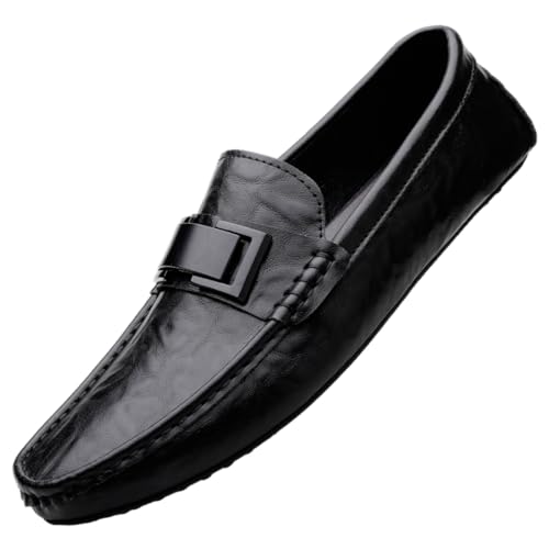 CZHIHANEG Herren Loafers Flach Atmungsaktiv Casual Leder Mokassins Herren Anti Slip Casual Schuhe von CZHIHANEG