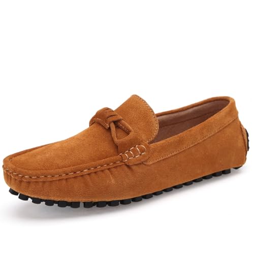 CZHIHANEG Herren Loafers Flach Atmungsaktiv Casual Leder Mokassins Herren Anti Slip Casual Schuhe von CZHIHANEG