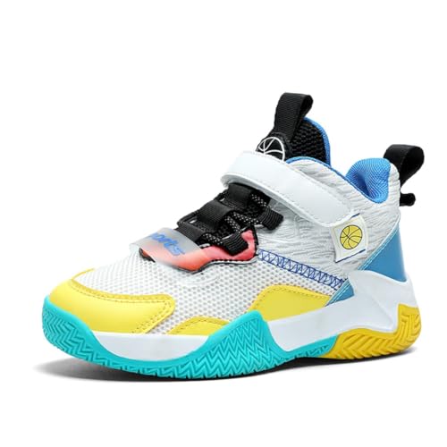 CZHIHANEG Jungen Basketball Schuh Mädchen Basketball Kinder Basketball SchuhTrainer Komfort High Top Schuhe für Jungen Mädchen Atmungsaktive Turnschuhe Anti-Rutsch von CZHIHANEG