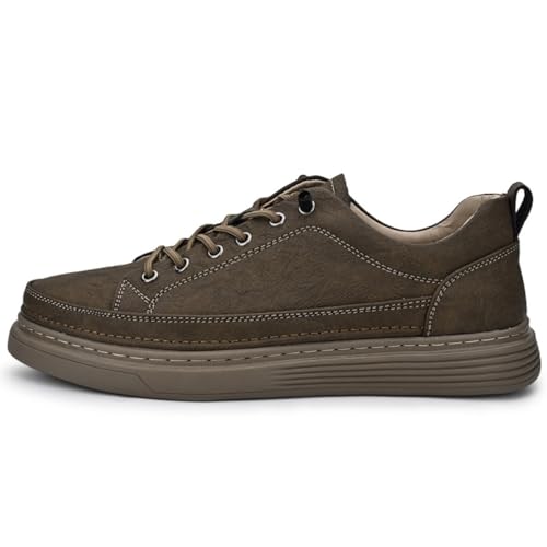Herrenschuhe aus Leder Leichte und bequeme Freizeitschuhe für Herren, Y2006 Khaki, 37 EU von CZHIHANEG