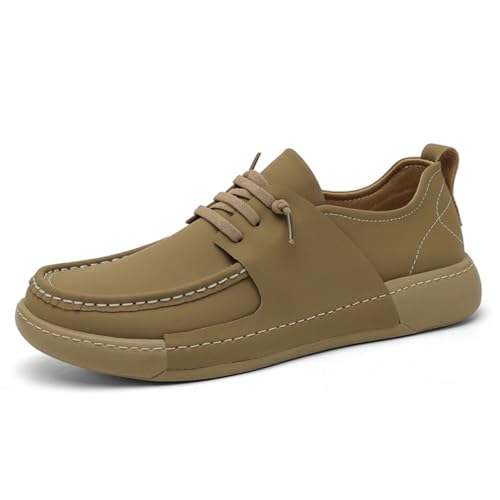 Herrenschuhe aus Leder Leichte und bequeme Freizeitschuhe für Herren, Y58139 Khaki, 41 EU von CZHIHANEG