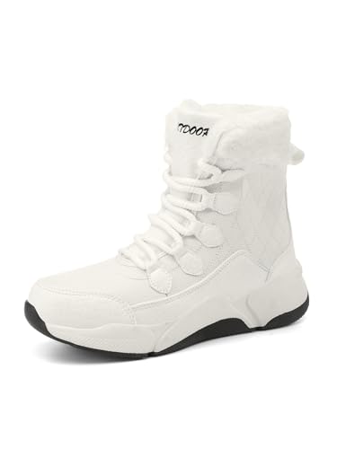 Schneestiefel Damen Winterstiefel Wasserdicht Pelz gefüttert Mid Calf Ankle Boots Winter Ankle Boots Warm Pelz gefüttert Rutschfeste Schuhe von CZHIHANEG