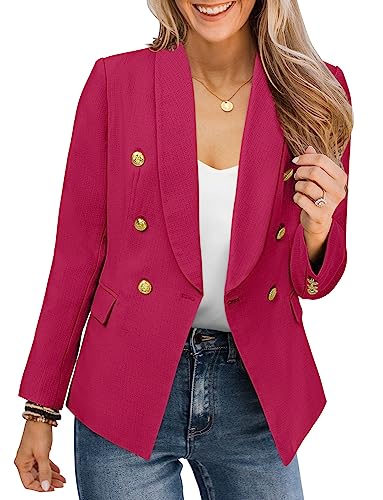 CZIMOO Business Blazer Damen Tailliert Einfarbig Slim Fit Revers Geschäft Mantel Anzüge für Frauen 2023 Mode Rosa M von CZIMOO