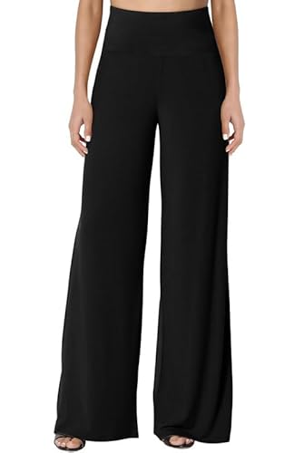 CZIMOO Damen Palazzo Hose Lang Jazzpants Marlenehose High Waist Pyjama Hosen Sommer Lounge Damenhose Casual Wide Leg Hosen Schwarz L von CZIMOO