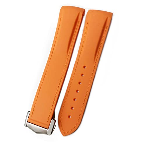 CZKE 19mm 20mm 21mm 22mm Gummi-Silikon-Armband für Omega AT150. Seamaster 300 de Ville Planet Ocean Watch Ticke Buckle Strap (Color : Orange orange, Size : 22mm) von CZKE