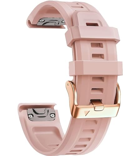 CZKE Für Garmin Fenix ​​7S/5S Plus/6S/5S/Instinct 2S/D2, Quick-Fit-Armband aus weichem Silikon mit roségoldener Schnalle für Damen und Herren, atmungsaktives, wasserdichtes Armband-Zubehör(Apricot,20m von CZKE
