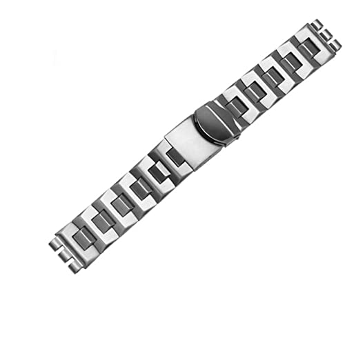 CZKE Für Swatch Solid Core Metall Armband konkave konvexe Uhrenkette YCS Yas YGS Eisen Männer und Frauen Stahl Armband Keramik Armband (Farbe: G20 Silber, Größe: 21 mm) von CZKE