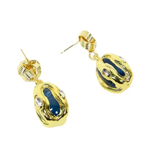 CZMDKEXM Blue Agate Clear Crystal Gold Plated Dangle Drop Stud Earrings Gifts For Women von CZMDKEXM