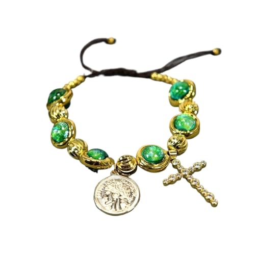 CZMDKEXM Green Glass Bracelet Gold Plated Edge Adjustable Lady Jewelry Gift CZMDKEXM Green Glass Bracelet Gold Plated Edge Adjustable Lady Jewelry Gift von CZMDKEXM
