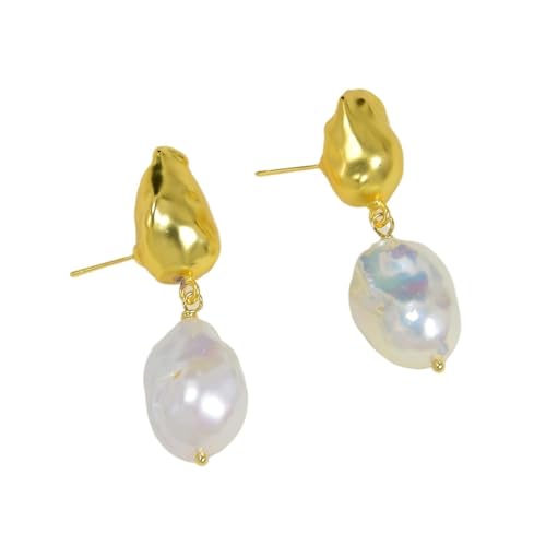 CZMDKEXM Pearl Gold Plated Pearl Drop Earrings For Women Gift von CZMDKEXM