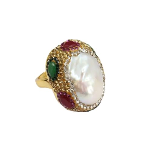 CZMDKEXM Pearl Multi Color Jade Plated Ring Adjustable CZMDKEXM Pearl Multi Color Jade Plated Ring Adjustable von CZMDKEXM
