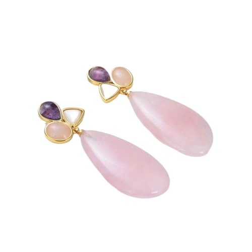CZMDKEXM Quartz Amethyst White Shell Dangle Stud Earrings von CZMDKEXM