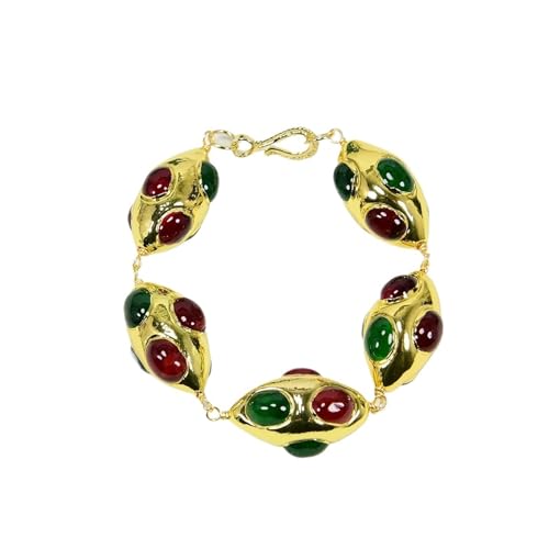 CZMDKEXM Red Green Agate Yellow Gold Plated Edge Shaped Bracelet Gems Women Jewelry Gifts CZMDKEXM Red Green Agate Yellow Gold Plated Edge Shaped Bracelet Gems Women Jewelry Gifts von CZMDKEXM