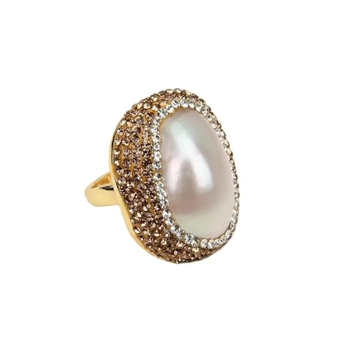 CZMDKEXM With Golden Crystal Ring Adjustable Pearl Ring Women Party Gifts CZMDKEXM With Golden Crystal Ring Adjustable Pearl Ring Women Party Gifts von CZMDKEXM