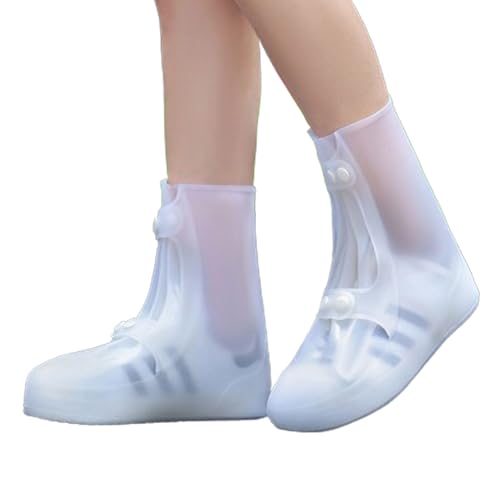 CZMYCBG Wasserdichte Regenstiefel-Schuhüberzüge – Anti-Schnee-Regenausrüstung, wiederverwendbare Galoschen for Männer und Frauen, faltbarer Regenstiefel mit Reißverschluss, rutschfest (Color : White von CZMYCBG