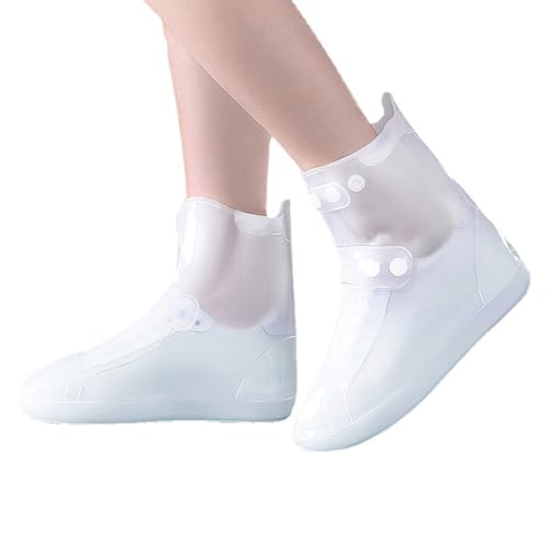 CZMYCBG Wasserdichter Regenstiefel-Schuhüberzug, Regenstiefel-Schuhüberzug for Herren und Damen, wasserdicht, rutschfest, PVC-Schuhüberzug, wiederverwendbare und faltbare Überschuhe (Color : White, von CZMYCBG