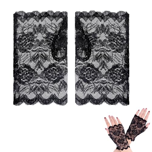 2 of Lace Gloves, Polyester Half Finger Gloves, UV Protection, Fingerless Half Hand Shirt, Sun Protection Accessories for Women, Girls, Ladies von CZNBZIU