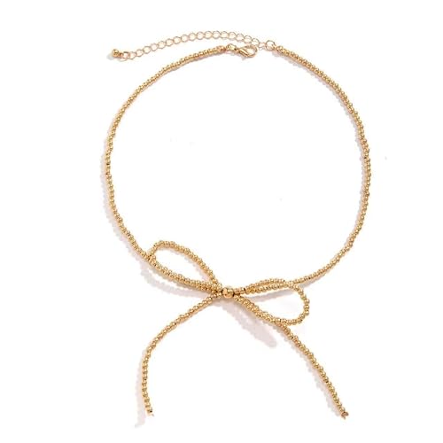 CZNBZIU Elegante Halskette Mit Kristallschleife,Verstellbare Kette, Perlen, Vielseitiger Halsschmuck von CZNBZIU