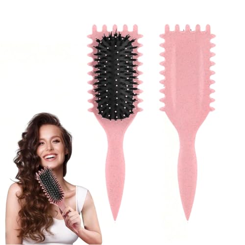 CZNBZIU Neueste Wildschweinborsten, lockige Haarstylingbürste zum Definieren und Formen von Locken, Geschenk für Frauen, Stylingbürste, Borstenbürste, Wildschweinborstenbürste (Rosa) von CZNBZIU