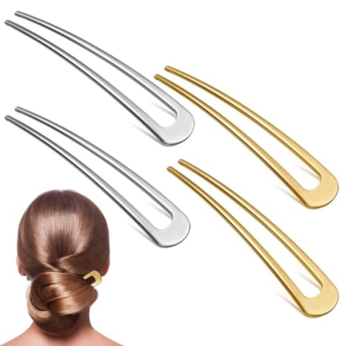 U-förmige Haarnadeln im französischen Stil, Metall-Haarnadeln für dickes, langes Haar, französische Twist-Haarnadel, Hochsteckfrisur, Chignon-Nadeln für Frauen und Mädchen, Haarstyling-Zubehör, von CZNBZIU