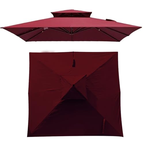 CZQGLYM 300 x 300cm Rectangular Parasol,Replacement Cover Cantilever Umbrella Cover 8 Struts,Terrassenschirm Bespannung Stoffbezug,Für Ampelschirm, Hof,Grass Area (Red,2.5x2.5m(8.2ft x 8.2ft)) von CZQGLYM