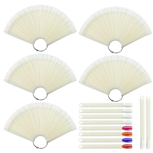 CZWESTC 300 Stück Nail Polish Swatch Sticks mit Ring False Nail Sample Sticks Nail Polish Board Nail Zubehör für Nail Art Polish Display und Home DIY von CZWESTC