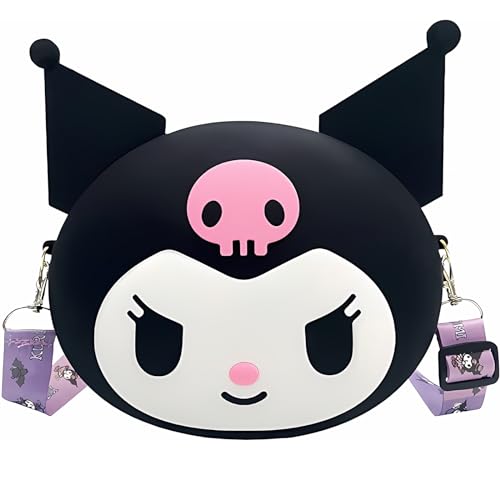CZZLYJ Süße Kuromi Tasche Cartoon Charakter Umhängetasche My Melody Wallet Anime Geldbörse Kawaii Zubehör, Schwarz von CZZLYJ