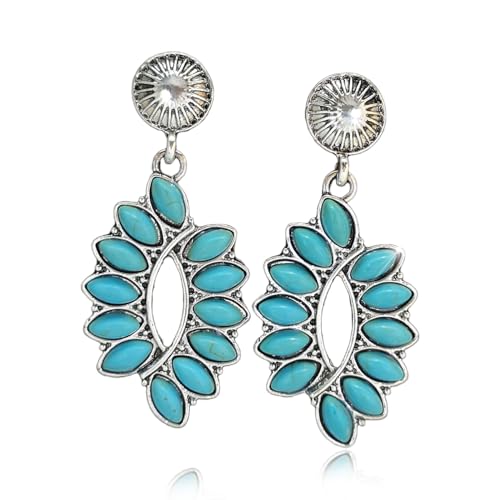 Ohrringe Türkis Damen Boho Ohrringe Hängend Grün Blatt Ohrringe Teardrop Oval Ohrringe Schmuck von CZZSiug