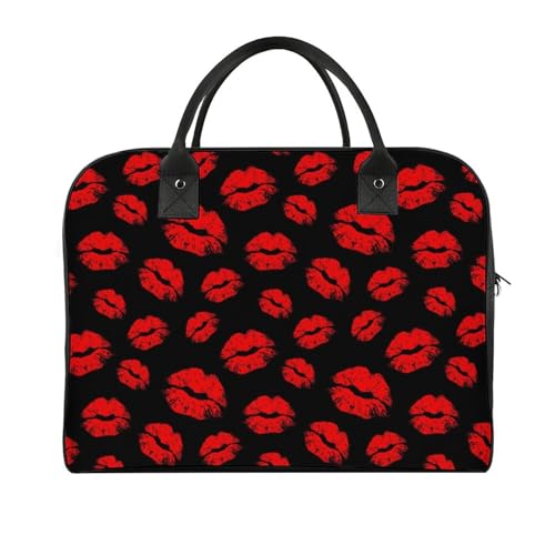 47 x 19 x 33 cm Reisetasche, Turnbeutel, Handgepäcktasche, Sporttasche, Libelle Fliegen Reisetaschen für Damen & Herren, Heiße rote Lippen, Einheitsgröße von CZZYH