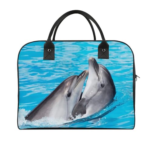 47 x 19 x 33 cm Reisetasche, Turnbeutel, Handgepäcktasche, Sporttasche, gepunktete Cartoon-Hundetaschen für Damen & Herren, Wasser spielen Delphin, Einheitsgröße von CZZYH