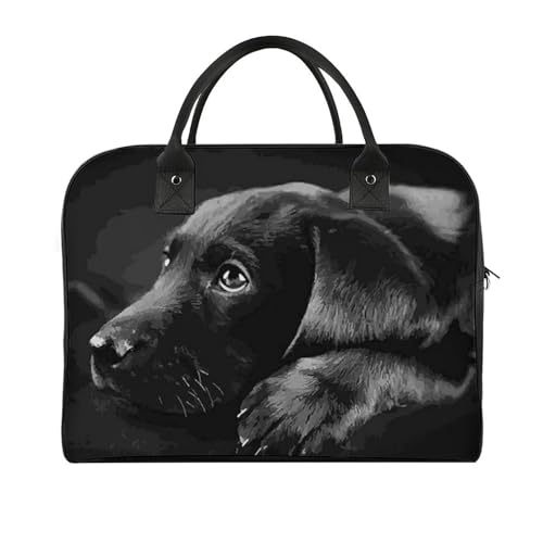 47 x 19 x 33 cm Reisetasche, Turnbeutel, Handgepäcktasche, Sporttasche, liegend schwarz, Cartoon-Hunde-Reisetaschen für Damen und Herren, Liegender schwarzer Cartoon-Hund, Einheitsgröße von CZZYH