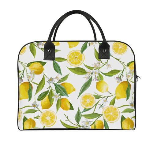 47 x 19 x 33 cm Reisetasche Turnbeutel Handgepäck Tasche Sporttasche Flower Leaf Lemon Reisetaschen für Damen & Herren, Blume Blatt Zitrone, Einheitsgröße von CZZYH