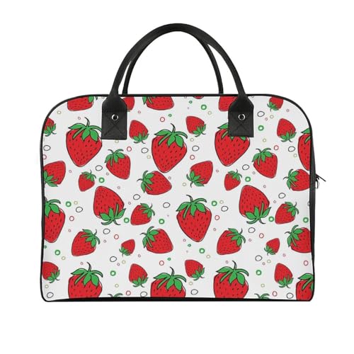 47 x 19 x 33 cm Reisetasche Turnbeutel Handgepäck Tasche Sporttasche Flower Leaf Lemon Reisetaschen für Damen & Herren, Rote Karikatur Erdbeere, Einheitsgröße von CZZYH