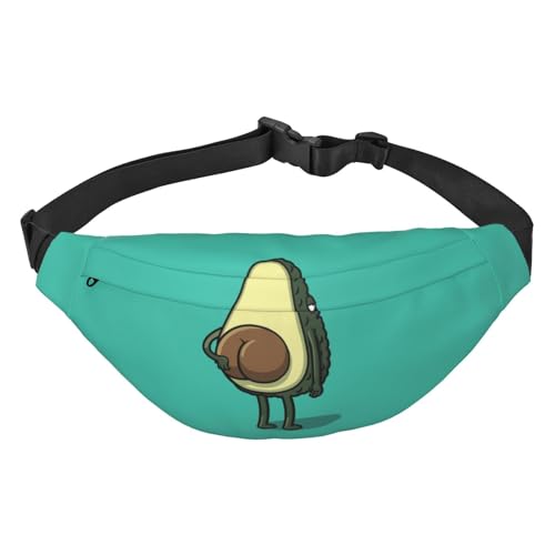 Bauchtasche für Damen und Herren, mit verstellbarem Gürtel, rote Cartoon-Marienkäfer-Blume, Bauchtasche für den täglichen Gebrauch, Reisen oder Spaziergänge mit dem Hund, Lustige Cartoon-Avocado, von CZZYH