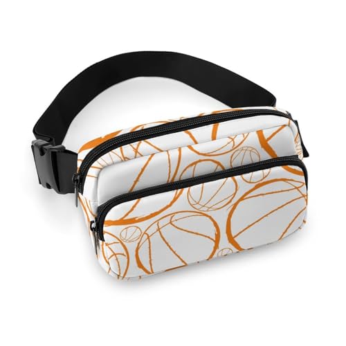 Bauchtaschen Damen Herren Multifunktions Hüfttasche Groß Viele Rosen Bauchtasche für Wandern Hund Spazierengehen Laufen Reisen, Orange Line Basketball, 20x13cm von CZZYH