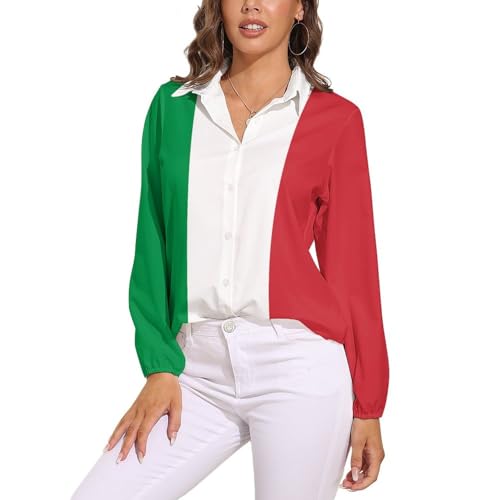 CZZYH Damen Langarm Tops Italienische Flagge Damen Blusen und Shirts, Italien-Flagge, Large von CZZYH