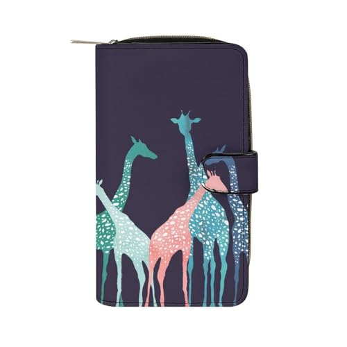 CZZYH Geldbörse aus PU-Leder, Geldbörsen für Damen, Cartoon-Textur, Giraffen-Geldbörse, Bunte Cartoon-Giraffe, 19.7x11x3.5cm von CZZYH