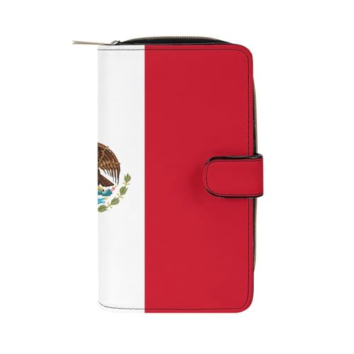 CZZYH Geldbörse aus PU-Leder, Geldbörsen für Damen, britische Flagge, Mexikanische Flagge, 19.7x11x3.5cm von CZZYH